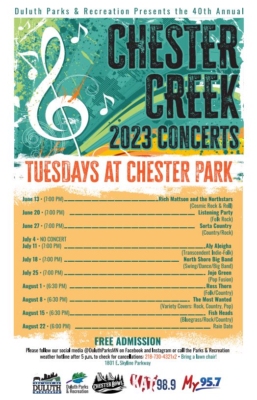 Duluth Parks And Recreation Announces Chester Creek Concert Series Dates -  Fox21Online